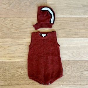 Oeuf Alpaca Knit Chipmunk Onesie and Hat